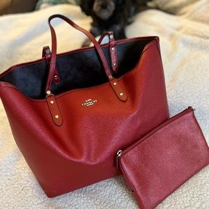 Coach Tote and accessories bag - BEAUTIFUL deep red or reversible